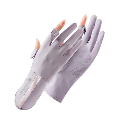UV Protective Driving Gloves for Women – UPF 50+ Sunscreen Gloves with Touchscreen Function & Anti-Slip Palm, Long Cuff for Hiking, Cycling, Fishing, Golfing (Purple).
