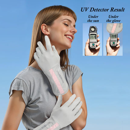 UV Protective Driving Gloves for Women – UPF 50+ Sunscreen Gloves with Touchscreen Function & Anti-Slip Palm, Long Cuff for Hiking, Cycling, Fishing, Golfing (Purple).
