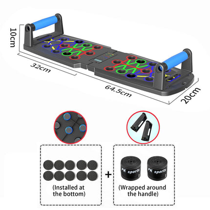 Smart Push-Up Bar with Counter & Timer – Foldable Home Workout Board for Chest, Shoulders, Back & Triceps Training (Black).