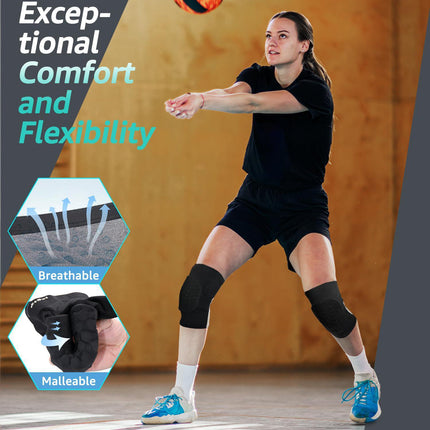 Honeycomb Knee Pads for Kids, Teens & Adults – Protective Compression Knee Guards for Basketball, Football, Cycling & Running(Black,M).