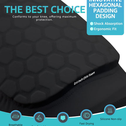 Honeycomb Knee Pads for Kids, Teens & Adults – Protective Compression Knee Guards for Basketball, Football, Cycling & Running(Black,M).