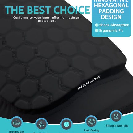 Honeycomb Knee Pads for Kids, Teens & Adults – Protective Compression Knee Guards for Basketball, Football, Cycling & Running(Black,S).