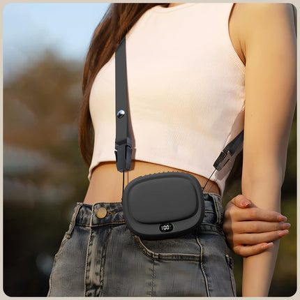 Portable Neck Fan with 5 Speeds – Rechargeable USB Mini Fan for Outdoor Travel, Work & Camping – Silent Personal Cooling Fan (Black).