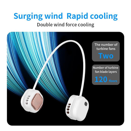 Portable Neck Fan with 5-Speed Adjustable Cooling – Lightweight Rechargeable Bladeless Fan for Travel, Outdoor, Gym, Office Use – Ultra-Quiet & Foldable (White).