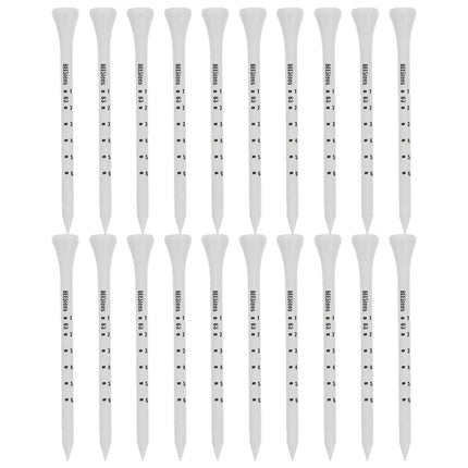 Golf Tee Pack of 100 with Measurement Scale – White Plastic Tees for Driving Range, Practice & Tournament Use (White).