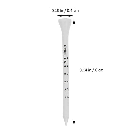 Golf Tee Pack of 100 with Measurement Scale – White Plastic Tees for Driving Range, Practice & Tournament Use (White).