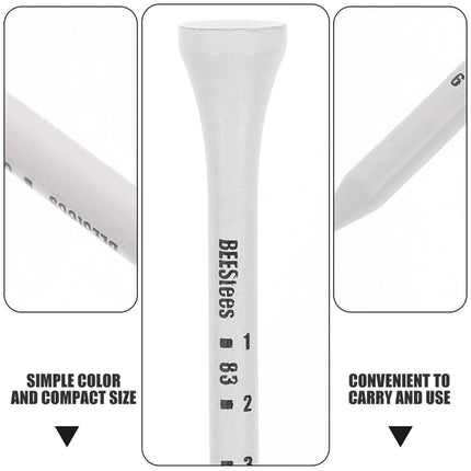 Golf Tee Pack of 100 with Measurement Scale – White Plastic Tees for Driving Range, Practice & Tournament Use (White).