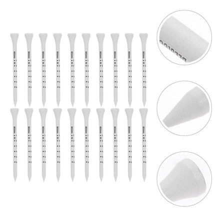 Golf Tee Pack of 100 with Measurement Scale – White Plastic Tees for Driving Range, Practice & Tournament Use (White).