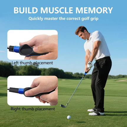 Golf Grip Trainer for Right-Handed Players – Correct Hand Position Tool with Non-Slip Rubber, Fits Most Clubs (Grey).