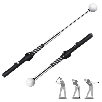 Retractable Golf Swing Trainer with Click Sound – Black Adjustable Tempo Training Aid for Home, Office & Driving Range Practice (Black).