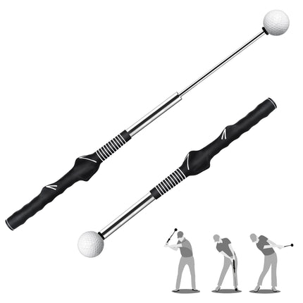 Retractable Golf Swing Trainer with Click Sound – Black Adjustable Tempo Training Aid for Home, Office & Driving Range Practice (Black).