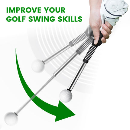 Retractable Golf Swing Trainer with Click Sound – Black Adjustable Tempo Training Aid for Home, Office & Driving Range Practice (Black).
