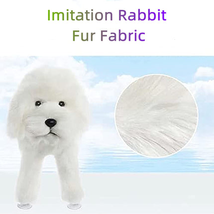 Pet Behavioral Support Doll – Realistic Canine Companion Toy for Stress Relief, Made of TPE Silicone & Soft Fur, Stable Suction Base, 1:1 Anatomical Design, for Small to Medium Dogs (White, Channel Height 13cm).