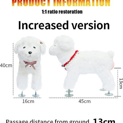 Pet Behavioral Support Doll – Realistic Canine Companion Toy for Stress Relief, Made of TPE Silicone & Soft Fur, Stable Suction Base, 1:1 Anatomical Design, for Small to Medium Dogs (White, Channel Height 13cm).