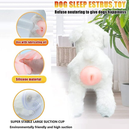 Pet Behavioral Support Doll – Realistic Canine Companion Toy for Stress Relief, Made of TPE Silicone & Soft Fur, Stable Suction Base, 1:1 Anatomical Design, for Small to Medium Dogs (White, Channel Height 18cm).