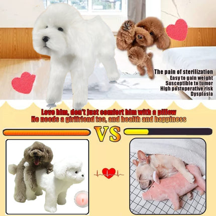 Pet Behavioral Support Doll – Realistic Canine Companion Toy for Stress Relief, Made of TPE Silicone & Soft Fur, Stable Suction Base, 1:1 Anatomical Design, for Small to Medium Dogs (White, Channel Height 28cm).