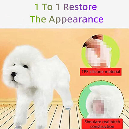 Pet Behavioral Support Doll – Realistic Canine Companion Toy for Stress Relief, Made of TPE Silicone & Soft Fur, Stable Suction Base, 1:1 Anatomical Design, for Small to Medium Dogs (White, Channel Height 28cm).