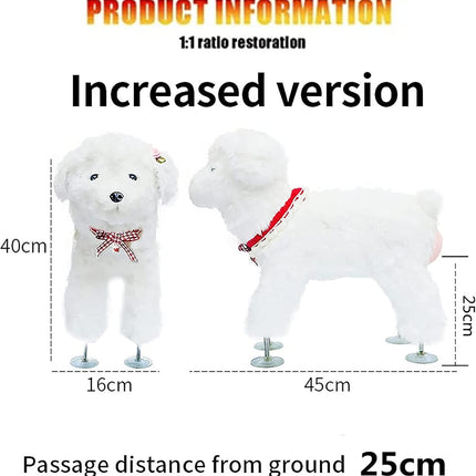 Pet Behavioral Support Doll – Realistic Canine Companion Toy for Stress Relief, Made of TPE Silicone & Soft Fur, Stable Suction Base, 1:1 Anatomical Design, for Small to Medium Dogs (White, Channel Height 28cm).