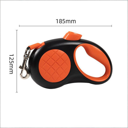 Retractable Dog Leash – 16.5 ft Automatic Walking Lead with One-Hand Brake Lock & Anti-Tangle Nylon Tape – Heavy-Duty 55 lb Capacity – Ideal for Small to Medium Dogs (Black & Orange).