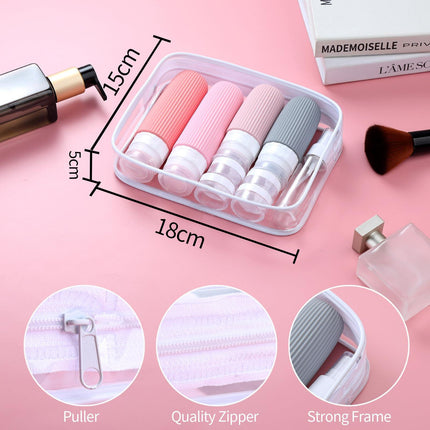 16-Piece Travel Bottle Set with Leak-Proof Silicone Squeeze Bottles – Reusable Toiletry Containers for Shampoo, Lotion, Makeup Remover (Pink)  | Other Colors Available in Store.