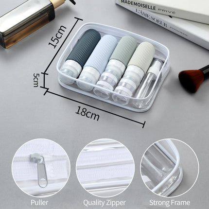 16-Piece Travel Bottle Set with Leak-Proof Silicone Squeeze Bottles – Reusable Toiletry Containers for Shampoo, Lotion, Makeup Remover (Grey)  | Other Colors Available in Store.