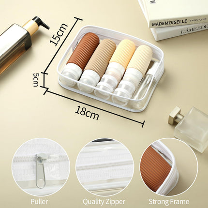 16-Piece Travel Bottle Set with Leak-Proof Silicone Squeeze Bottles – Reusable Toiletry Containers for Shampoo, Lotion, Makeup Remover (Cream)  | Other Colors Available in Store.