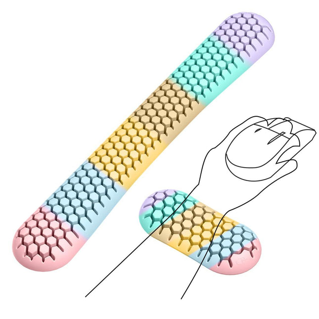 Ergonomic Silicone Wrist Rest Set – Keyboard & Mouse Support Pad with Honeycomb Design for Office, Gaming, and Home Use (Rainbow).