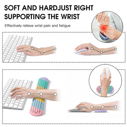 Ergonomic Silicone Wrist Rest Set – Keyboard & Mouse Support Pad with Honeycomb Design for Office, Gaming, and Home Use (Rainbow).