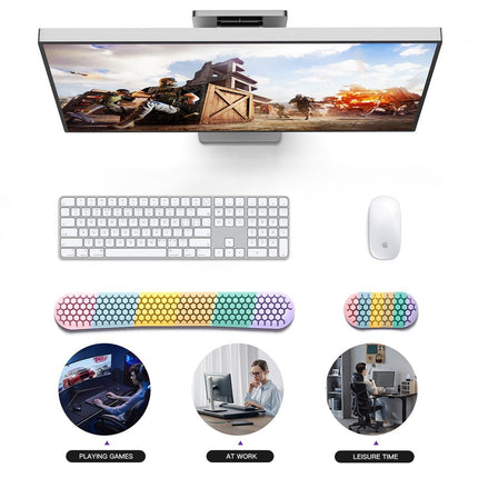 Ergonomic Silicone Wrist Rest Set – Keyboard & Mouse Support Pad with Honeycomb Design for Office, Gaming, and Home Use (Rainbow).