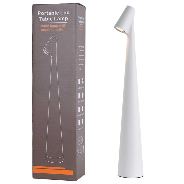 Portable LED Table Lamp 13.5" H – Touch Control, 3 Brightness Levels, Rechargeable Desk Light for Bedroom, Outdoor, Gift (White) | Other Colors Available in Store.