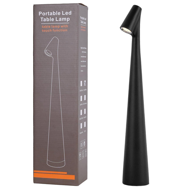Portable LED Table Lamp 13.5" H – Touch Control, 3 Brightness Levels, Rechargeable Desk Light for Bedroom, Outdoor, Gift (Black) | Other Colors Available in Store.
