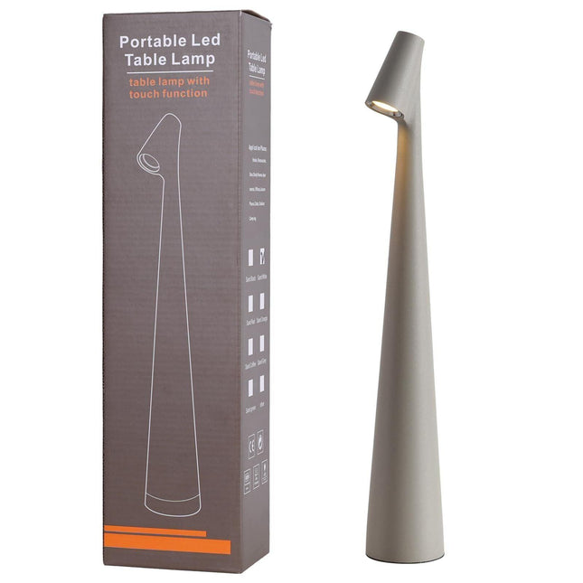 Portable LED Table Lamp 13.5" H – Touch Control, 3 Brightness Levels, Rechargeable Desk Light for Bedroom, Outdoor, Gift (Grey)  | Other Colors Available in Store.