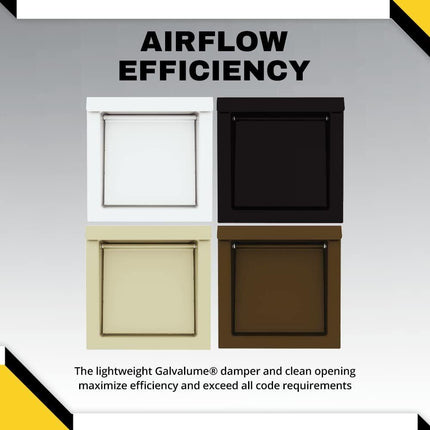 Black 4-Inch Dryer Vent Cover – Outdoor Wall Exhaust for Clothes Dryer & Bathroom Fan | Durable Galvalume Steel with Quiet Damper | Other Colours Available In-Store.