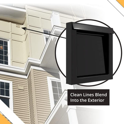 Black 4-Inch Dryer Vent Cover – Outdoor Wall Exhaust for Clothes Dryer & Bathroom Fan | Durable Galvalume Steel with Quiet Damper | Other Colours Available In-Store.