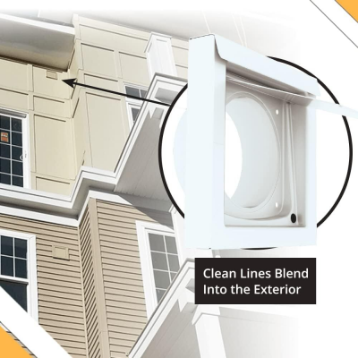 White 4-Inch Dryer Vent Cover – Outdoor Wall Exhaust for Clothes Dryer & Bathroom Fan | Durable Galvalume Steel with Quiet Damper | Other Colours Available In-Store.
