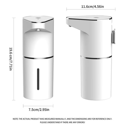 Automatic Sensor Foam Soap Dispenser – 350mL Rechargeable Touchless Hand Soap Pump with 3 Adjustable Levels & Type-C Charging (White).