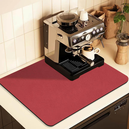 Kitchen Counter Mat for Coffee Maker – Absorbent & Quick-Dry Bar Pad with Non-Slip Backing, Protective Surface for Espresso Machine, Dish Drying Mat (Red,40*60cm).