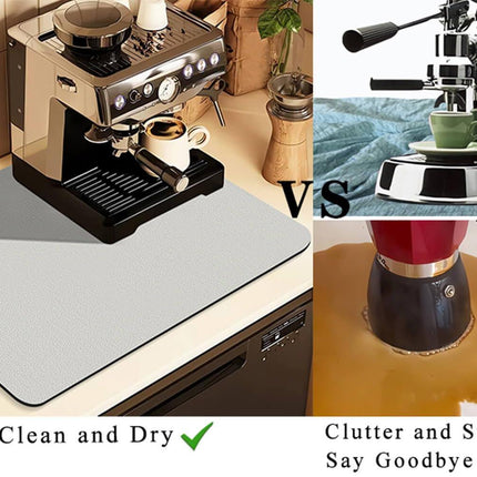 Kitchen Counter Mat for Coffee Maker – Absorbent & Quick-Dry Bar Pad with Non-Slip Backing, Protective Surface for Espresso Machine, Dish Drying Mat (Grey,40*60cm).