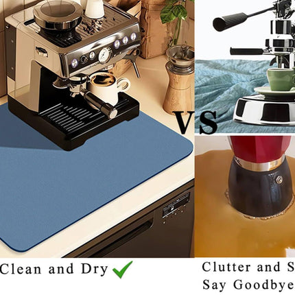 Kitchen Counter Mat for Coffee Maker – Absorbent & Quick-Dry Bar Pad with Non-Slip Backing, Protective Surface for Espresso Machine, Dish Drying Mat (Blue,30*40cm).