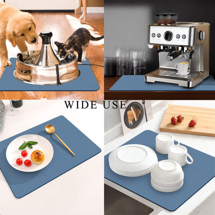 Kitchen Counter Mat for Coffee Maker – Absorbent & Quick-Dry Bar Pad with Non-Slip Backing, Protective Surface for Espresso Machine, Dish Drying Mat (Blue,60*90cm).