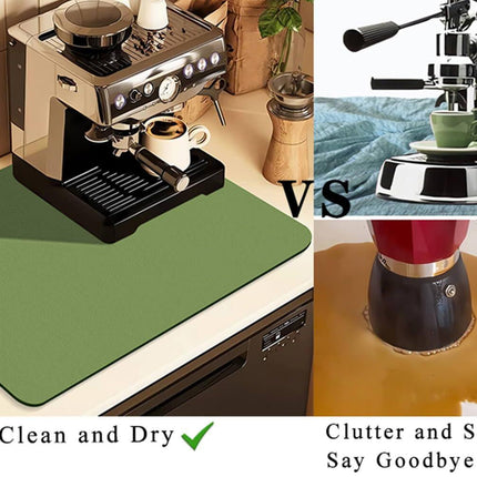 Kitchen Counter Mat for Coffee Maker – Absorbent & Quick-Dry Bar Pad with Non-Slip Backing, Protective Surface for Espresso Machine, Dish Drying Mat (Green,50*60cm).