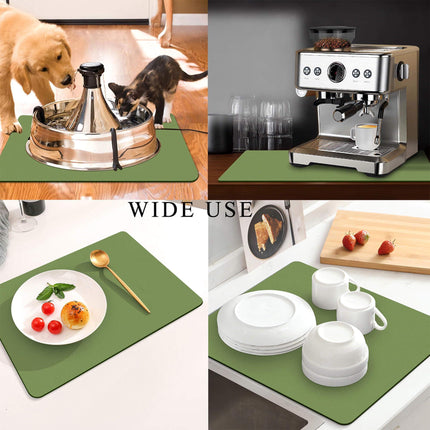Kitchen Counter Mat for Coffee Maker – Absorbent & Quick-Dry Bar Pad with Non-Slip Backing, Protective Surface for Espresso Machine, Dish Drying Mat (Green,60*90cm).