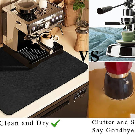Kitchen Counter Mat for Coffee Maker – Absorbent & Quick-Dry Bar Pad with Non-Slip Backing, Protective Surface for Espresso Machine, Dish Drying Mat (Black,50*80cm).