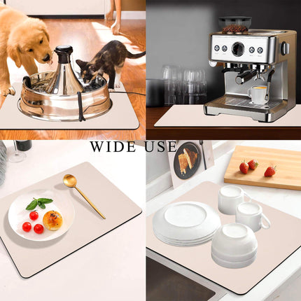 Kitchen Counter Mat for Coffee Maker – Absorbent & Quick-Dry Bar Pad with Non-Slip Backing, Protective Surface for Espresso Machine, Dish Drying Mat (Beige,50*60cm).