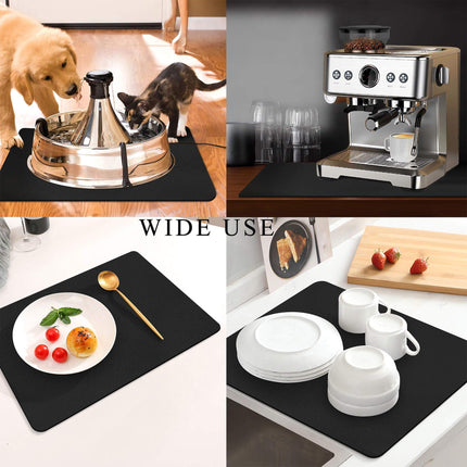 Kitchen Counter Mat for Coffee Maker – Absorbent & Quick-Dry Bar Pad with Non-Slip Backing, Protective Surface for Espresso Machine, Dish Drying Mat (Black,60*90cm).
