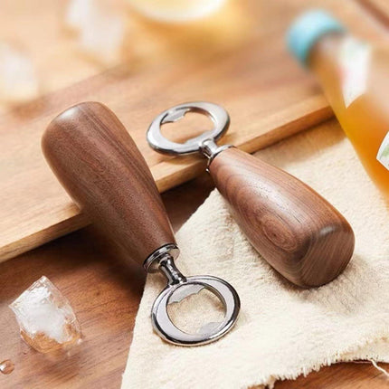 Handcrafted Wooden Bottle Opener – Walnut & Stainless Steel Beer Opener with Ergonomic Handle | Premium Bar Tool for Home, Kitchen & Gifts.
