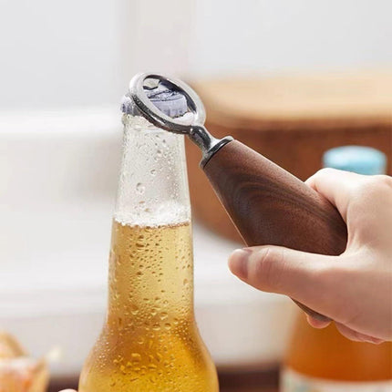 Handcrafted Wooden Bottle Opener – Walnut & Stainless Steel Beer Opener with Ergonomic Handle | Premium Bar Tool for Home, Kitchen & Gifts.