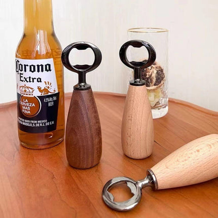 Handcrafted Wooden Bottle Opener – Walnut & Stainless Steel Beer Opener with Ergonomic Handle | Premium Bar Tool for Home, Kitchen & Gifts.