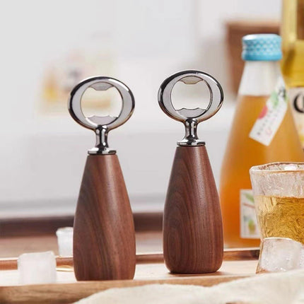 Handcrafted Wooden Bottle Opener – Walnut & Stainless Steel Beer Opener with Ergonomic Handle | Premium Bar Tool for Home, Kitchen & Gifts.