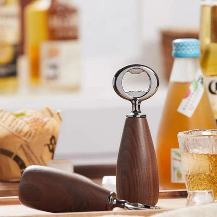 Handcrafted Wooden Bottle Opener – Walnut & Stainless Steel Beer Opener with Ergonomic Handle | Premium Bar Tool for Home, Kitchen & Gifts.